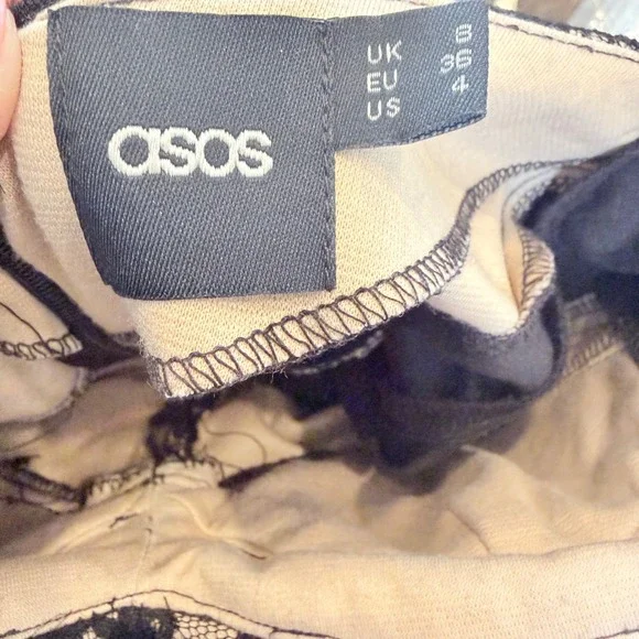 ASOS Black Lace Cutout Bodycon Sheath Dress Women Size 4 Formal Evening Club - Picture 7 of 7